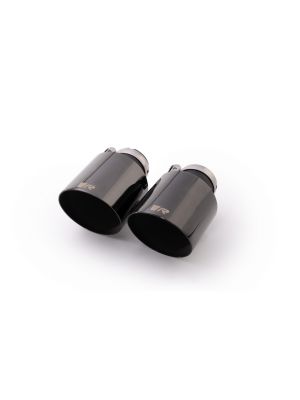 tail pipe tip set consisting of 2 stainless steel Black Chrome tail pipe tips Ø 102 mm angled cut, with adjustable spherical clamp connection
